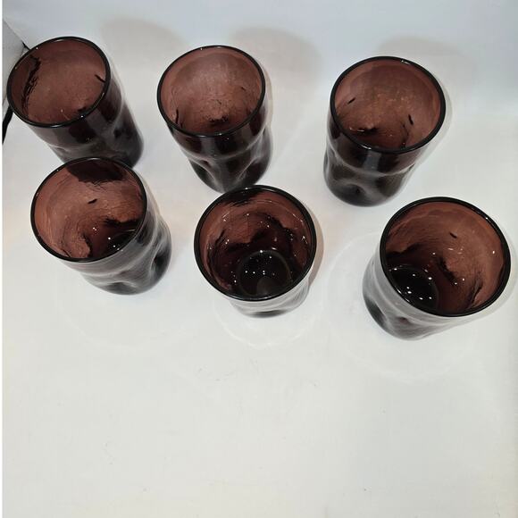 6 Blenko Amethyst C418 Pinched Crackle Dimple Tumbler Drinking Glasses 4.5”‎ - Picture 4 of 12